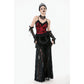 Dark in Love Gothic Lace Velvet Layered Maxi Skirt in Black