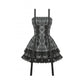 Dark in Love Ida Punk Grey Tartan Metal Studded Dress