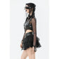 Dark in Love Bonded Tulle Layered Goth Mini Skirt in Black