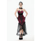 Dark in Love Crimson Queen Lace High-Low Goth Skirt in Burgundy & Black