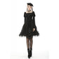 Dark in Love Melisandre Embroidered Velvet Mesh Goth Skirt in Black