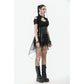 Dark in Love Draven Layered Mesh & Faux Leather Waist Cincher Skirt