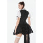 Dark in Love Court-Style Black & White Lace Blouse