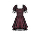 Dark in Love Burgundy & Black Lace Princess Dress with Stars Lace