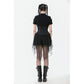 Dark in Love Draven Layered Mesh & Faux Leather Waist Cincher Skirt