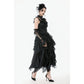 Dark in Love Seraphina Ruched Lace Goth Blouse in Black