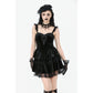 Dark in Love Nocturne Ruffled Velvet Lace Goth Dress in Black