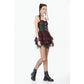 Dark in Love Red-Black Plaid Leather Layered Punk Sweetcore Dress
