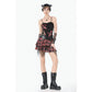 Dark in Love Punk Black and Tartan Cross Strap Nevida Top