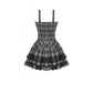 Dark in Love Ida Punk Grey Tartan Metal Studded Dress