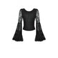 Dark in Love Zuri Gothic Romantic Lace Patchwork Bell-Sleeve Layered Cuff Top