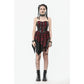 Dark in Love Red Tartan Corset Punk Dress with Handkerchief Skirt