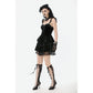 Dark in Love Nocturne Ruffled Velvet Lace Goth Dress in Black