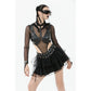 Dark in Love Bonded Tulle Layered Goth Mini Skirt in Black