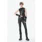 Dark in Love Punk Distressed Leather Lace-Up Top