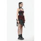 Dark in Love Red Tartan Corset Punk Dress with Handkerchief Skirt