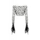 Dark in Love Morana Mesh Crochet Knit Bell Sleeve Crop Top