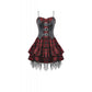 Dark in Love Red-Black Plaid Leather Layered Punk Sweetcore Dress