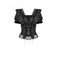 Dark in Love Seraphina Ruched Puff Sleeve Corset Top in Black
