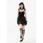 Dark in Love Nocturne Ruffled Velvet Lace Goth Dress in Black