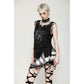 Dark in Love Quinn Punk Black and White Checkered Asymmetrical Messy Net Skirt