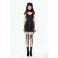 Black Floral Lace High-Neck Gothic Shoulder-Mantle Corset Top