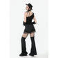 Dark in Love Morrigan One-Shoulder Lace Goth Top in Black