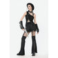 Dark in Love Morrigan One-Shoulder Lace Goth Top in Black