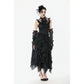 Dark in Love Seraphina Ruched Lace Goth Blouse in Black