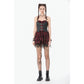 Dark in Love Red-Black Plaid Leather Layered Punk Sweetcore Dress