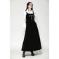 Dark in Love Lux Black Velvet Horn Embroidery Maxi Dress