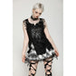 Dark in Love Quinn Punk Black and White Checkered Asymmetrical Messy Net Skirt