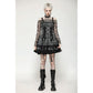 Dark in Love Ida Punk Grey Tartan Metal Studded Dress