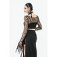 Dark in Love Morana Mesh Crochet Knit Bell Sleeve Crop Top