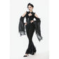 Dark in Love Goth Flare Leggings with Lace Frills