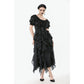 Dark in Love Seraphina Ruched Puff Sleeve Corset Top in Black