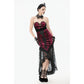 Dark in Love Crimson Queen Lace High-Low Goth Skirt in Burgundy & Black