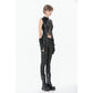 Dark in Love Punk Distressed Leather Lace-Up Top