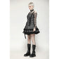 Dark in Love Ida Punk Grey Tartan Metal Studded Dress