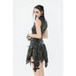 Dark in Love Elandra Layered Lace Handkerchief Hem Goth Skirt in Charcoal Black