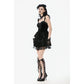 Dark in Love Nocturne Ruffled Velvet Lace Goth Dress in Black
