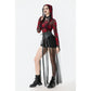 Dark in Love Gothic Sheer Mesh Maxi Skirt with PU Waist Corset - Size UK 8 Left Only!