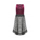 Dark in Love Crimson Queen Lace High-Low Goth Skirt in Burgundy & Black