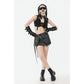 Dark in Love Evangeline Buckled Utility Crop Top in Black