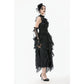 Dark in Love Seraphina Ruched Lace Goth Blouse in Black