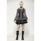 Dark in Love Ida Punk Grey Tartan Metal Studded Dress