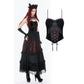 Dark in Love Gothic Black & Red Velvet Lace Corset