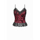 Dark in Love Althea Lace-Trimmed Velvet Goth Camisole in Burgundy