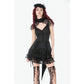 Black Floral Lace High-Neck Gothic Shoulder-Mantle Corset Top
