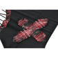 Dark in Love Punk Black and Tartan Cross Strap Nevida Top